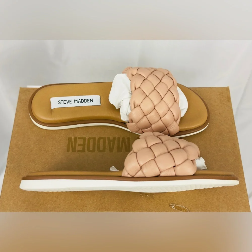 Steve Madden Womens Paislee Blush Braided Open Toe Slide Sandals Size 6 NIB - Picture 7 of 9